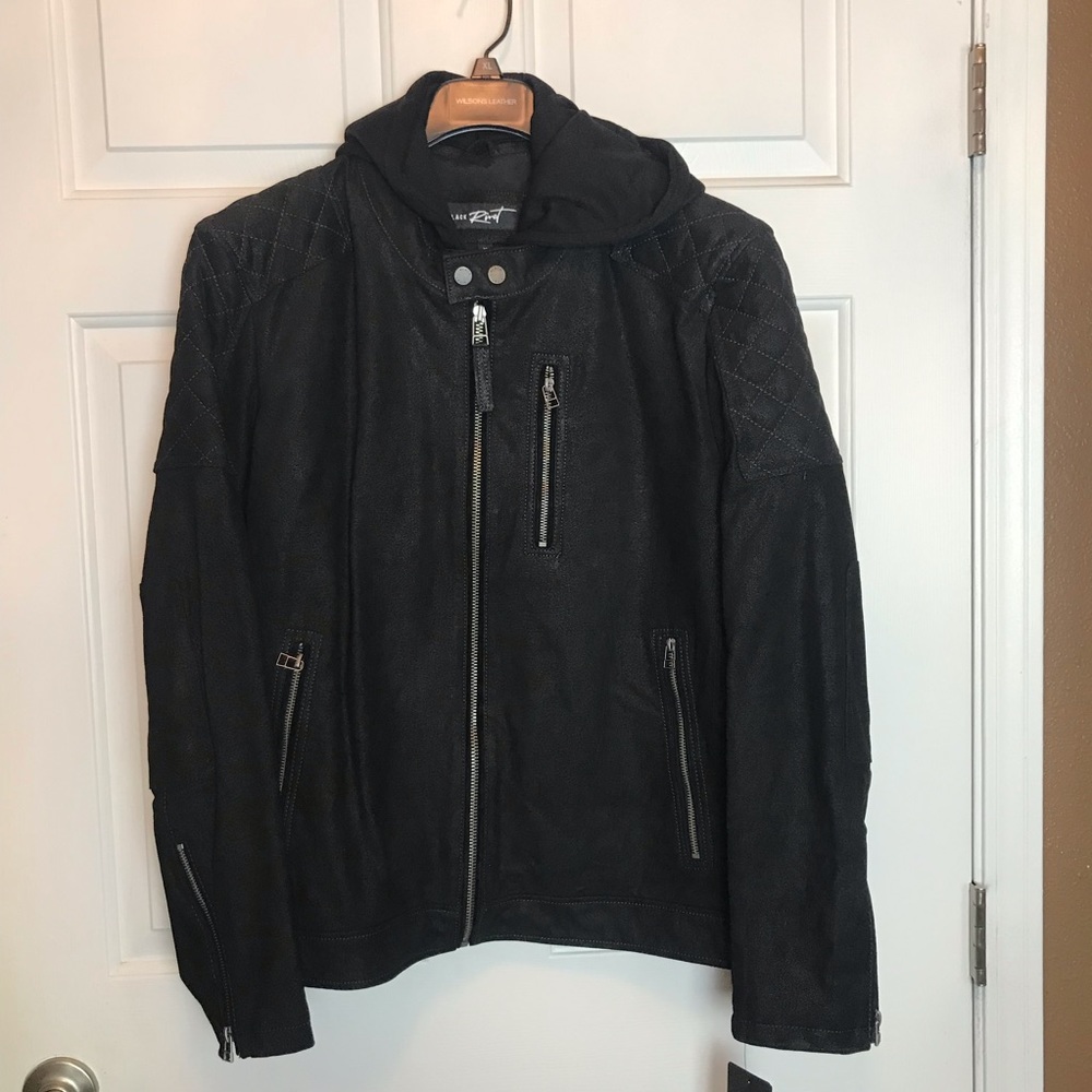 Black Rivet Mens Leather Jacket Black Size XL New